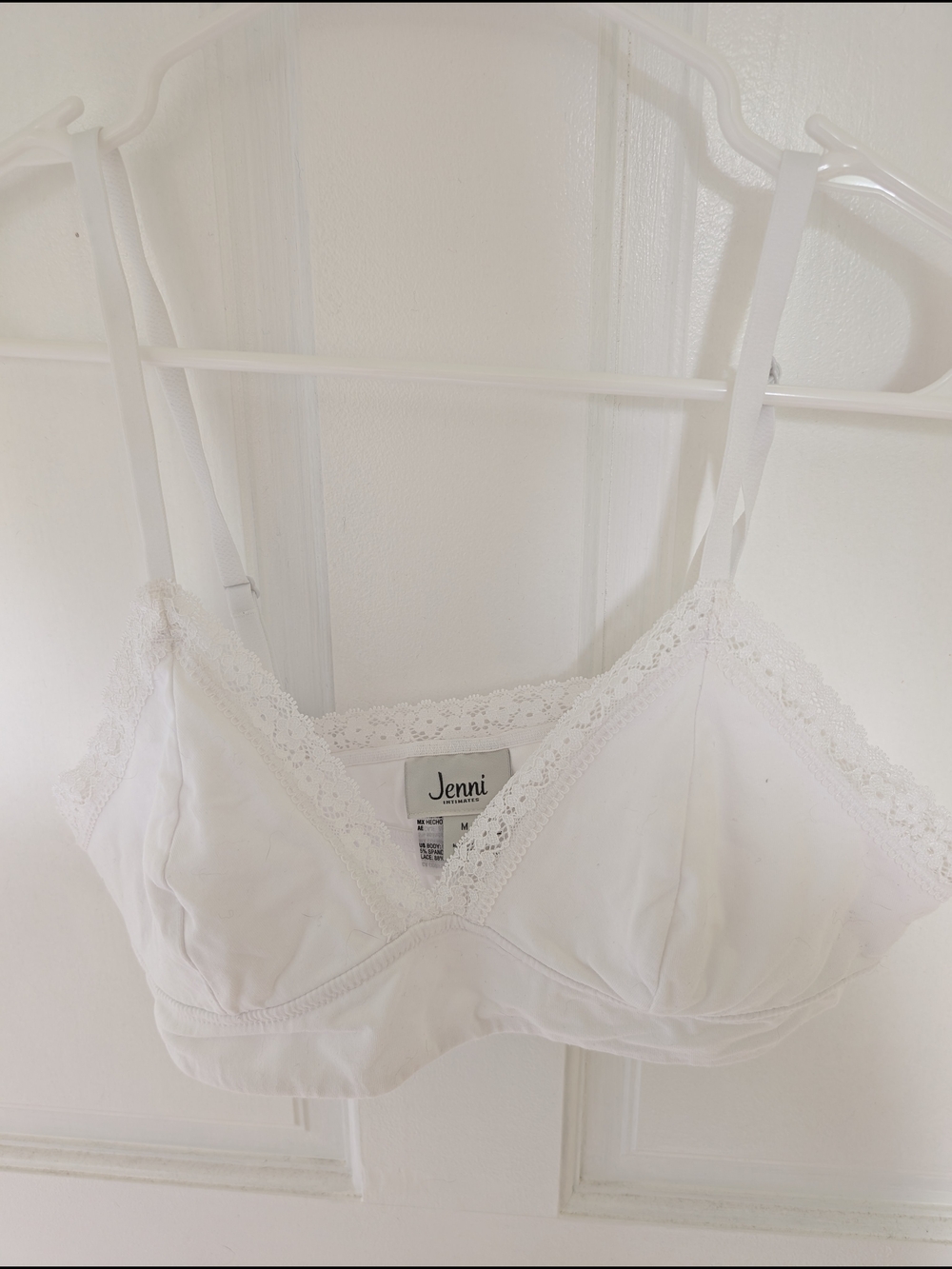 Jenni White Lace Trim Wireless Bralette